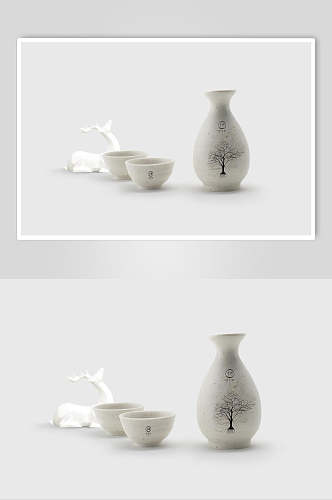 中国风陶瓷餐具瓶子样机效果图