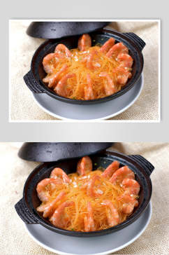 粉丝虾砂锅煲高清图片