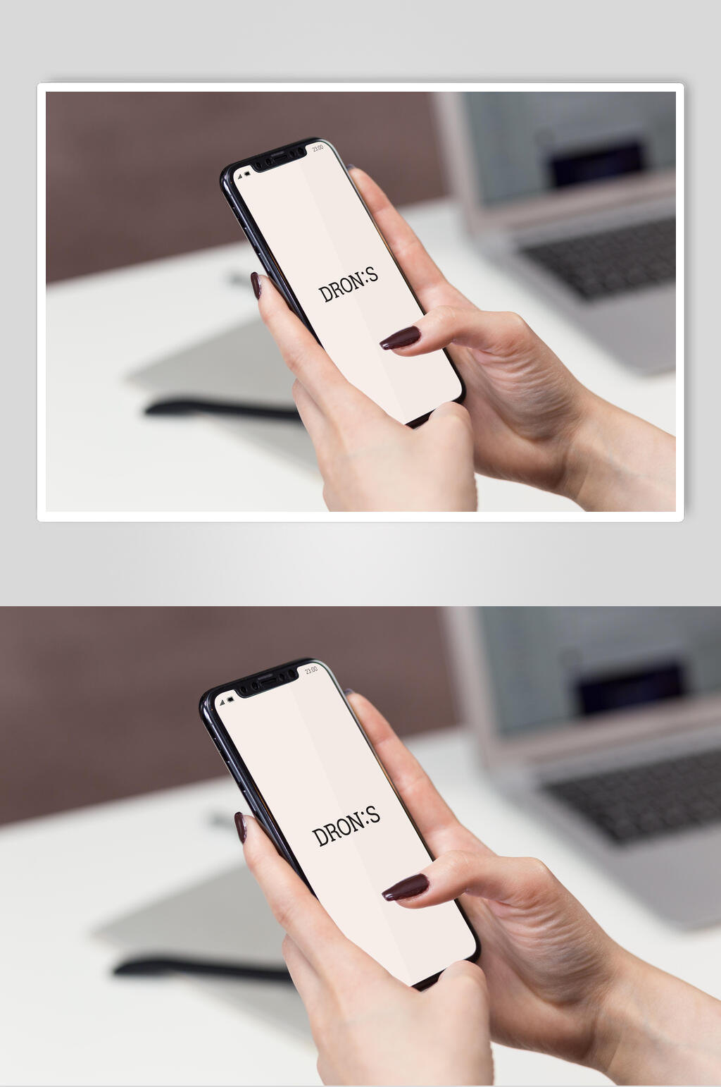 手拿IPHONE手机样机效果图素材