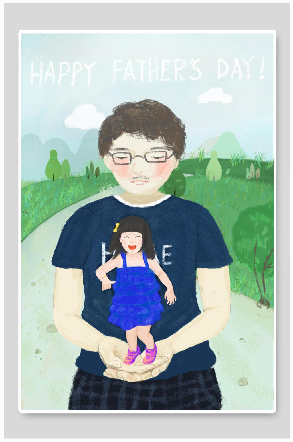 爸爸辛苦了父亲节插画背景素材