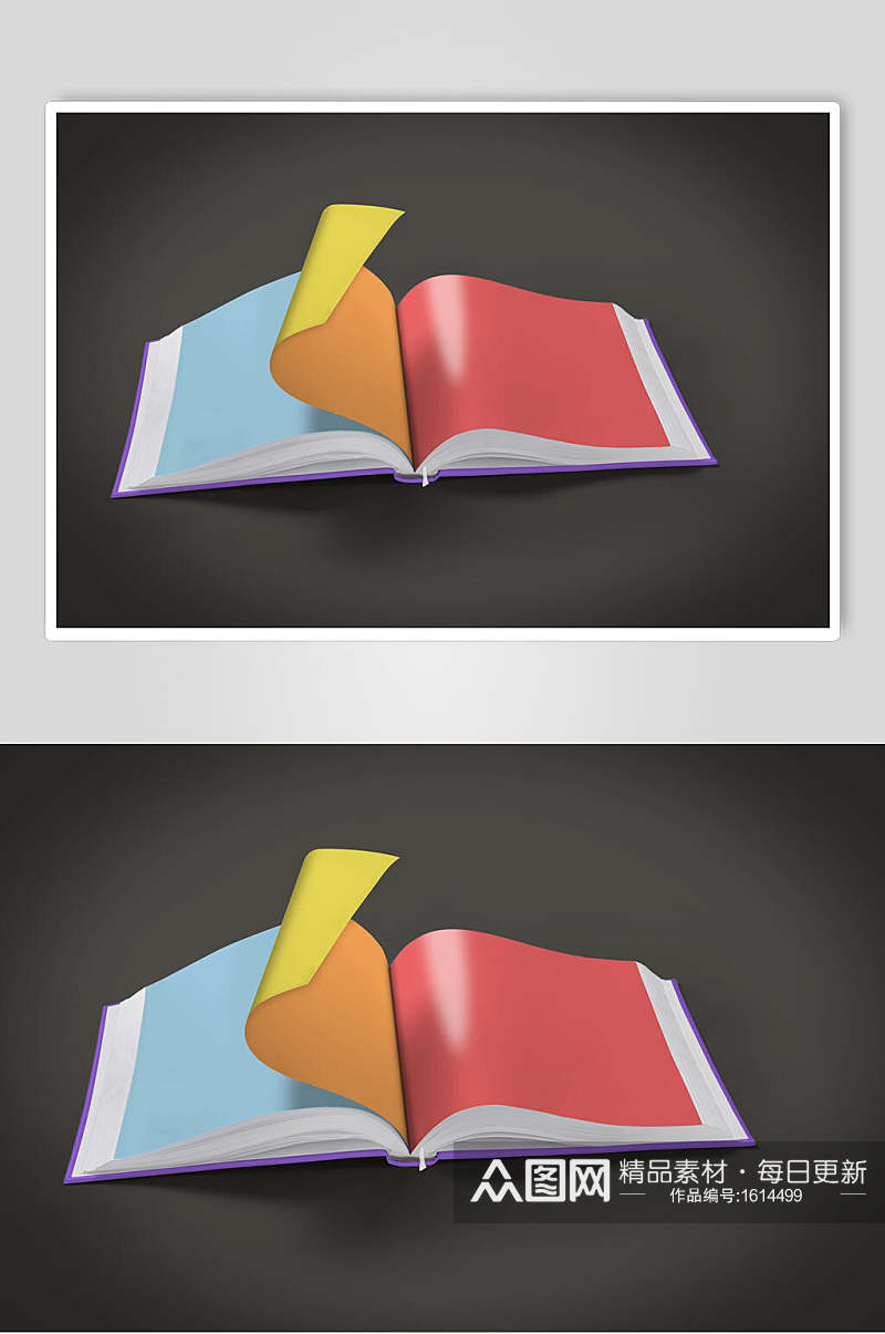 彩色内折页画册样机贴图效果图素材