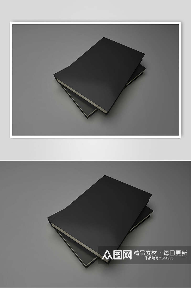 商务风黑色精装书籍画册样机效果图素材