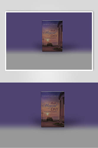紫色封面画册样机贴图效果图