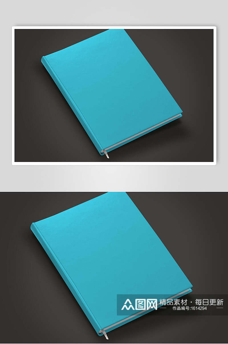 蓝色精精装书籍画册样机贴图效果图素材