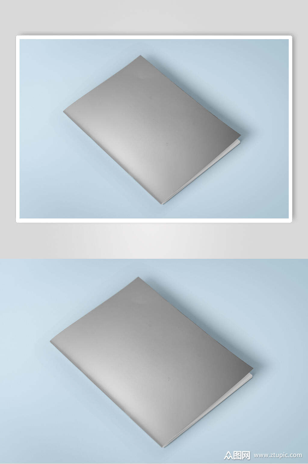 蓝色封面画册样机贴图效果图