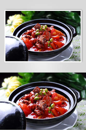 番茄牛肉砂锅煲高清图片