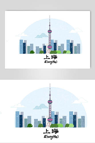 上海城市印象元素素材