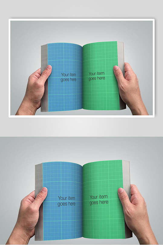 绿蓝色内页书籍样机效果图