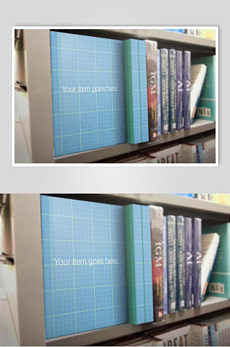 书架摆放书架画册样机贴图效果图