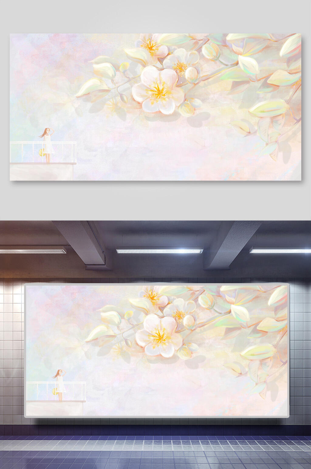 栀子花中国风背景素材素材