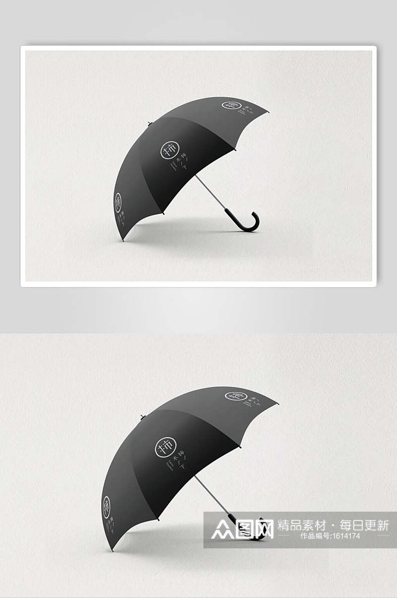 黑色雨伞样LOGO展示样机效果图素材