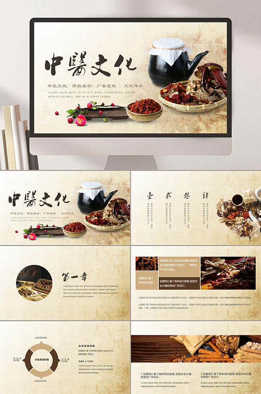 精选传承中医文化PPT模板-众图网