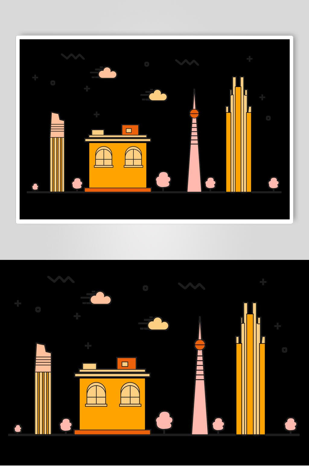 长沙建筑插画设计元素