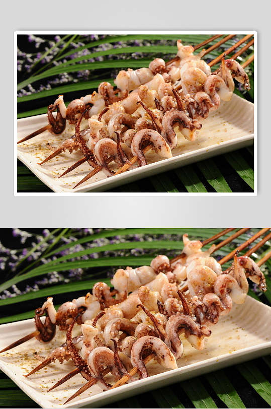 碳烤鱿鱼须高清图片