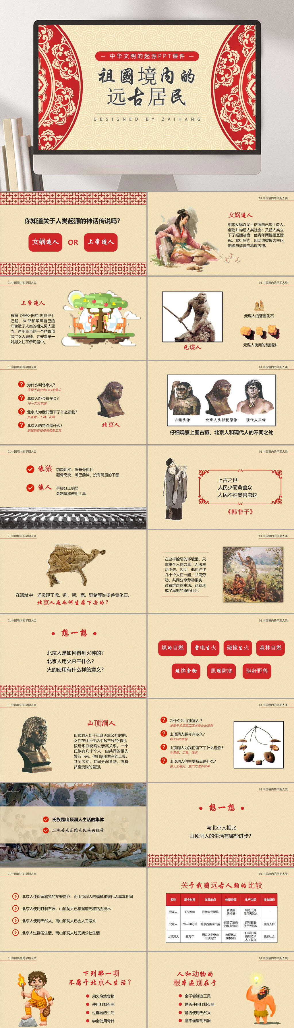 祖国境内的远古居民介绍中华历史课件PPT素材