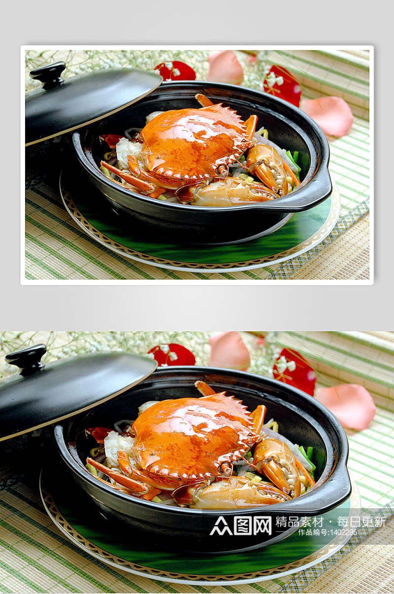 西湖特色肉蟹煲高清图片素材