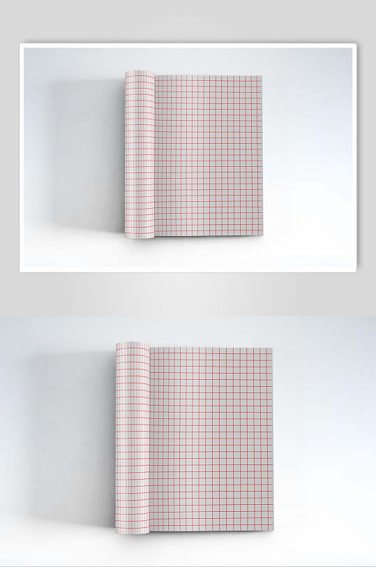 红格子封面画册样机贴图效果图