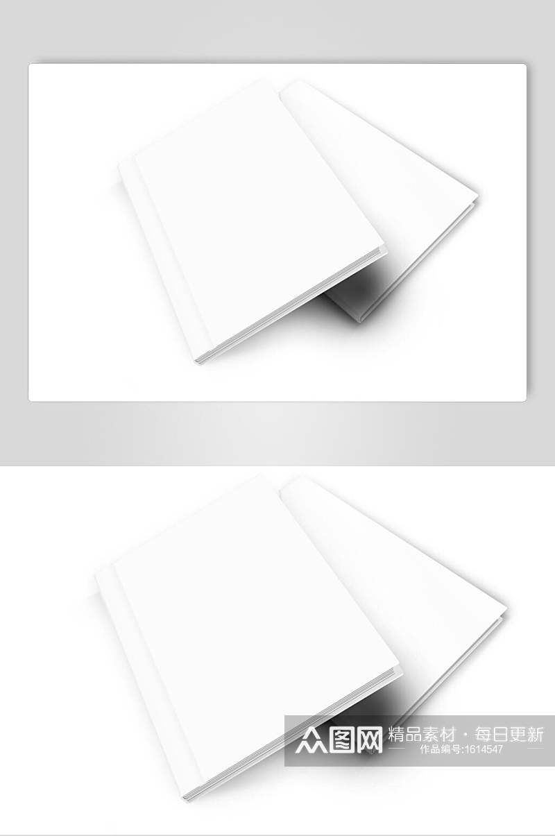 纯白色叠放画册样机贴图效果图素材