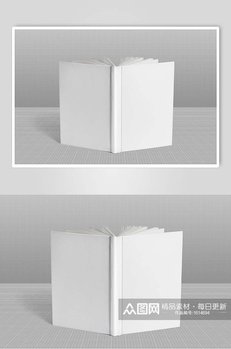 白色封面封底折页画册样机贴图效果图素材