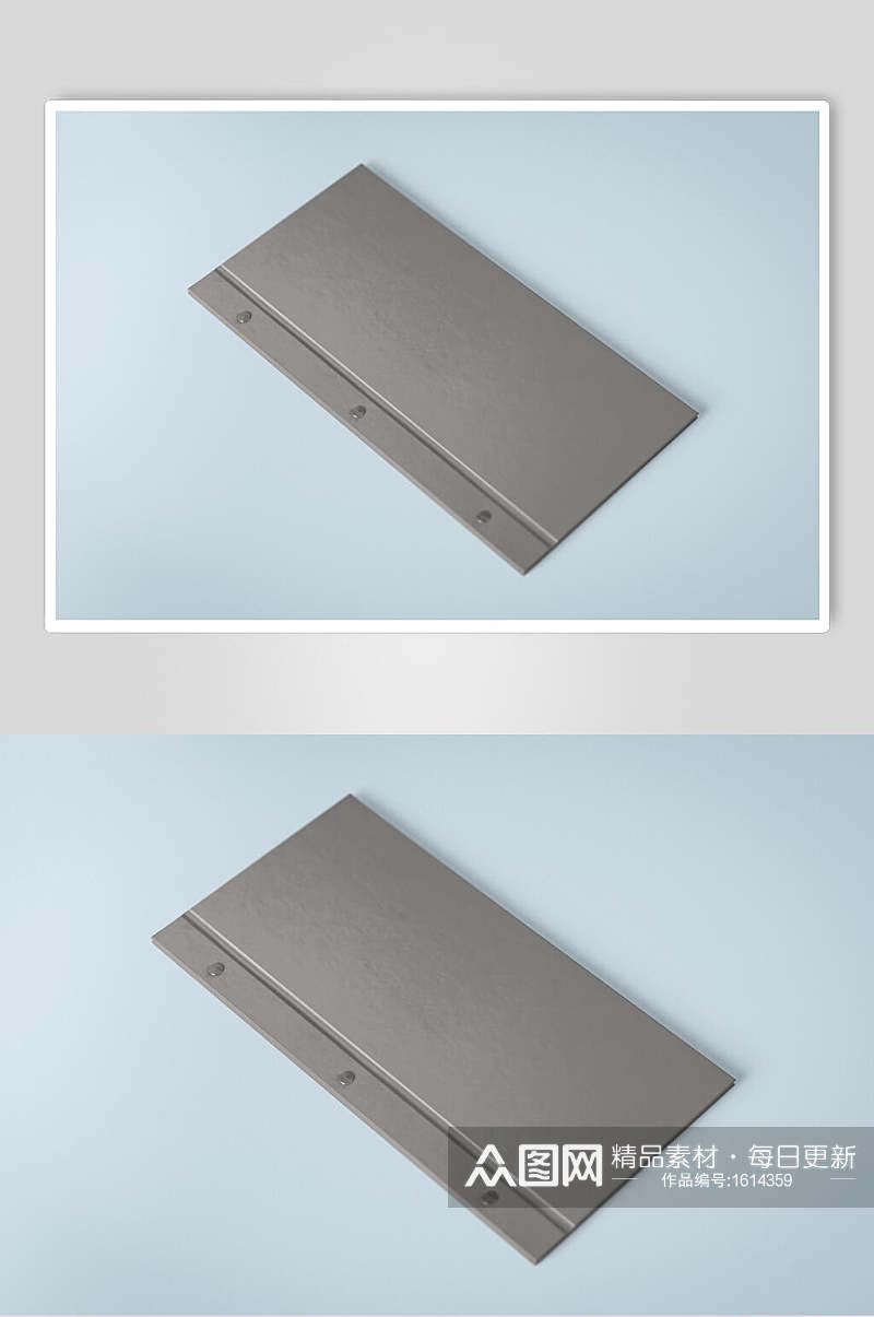 金属质感灰色画册封面样机贴图效果图素材