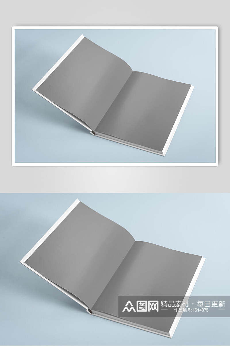 灰色内页画册样机贴图效果图素材