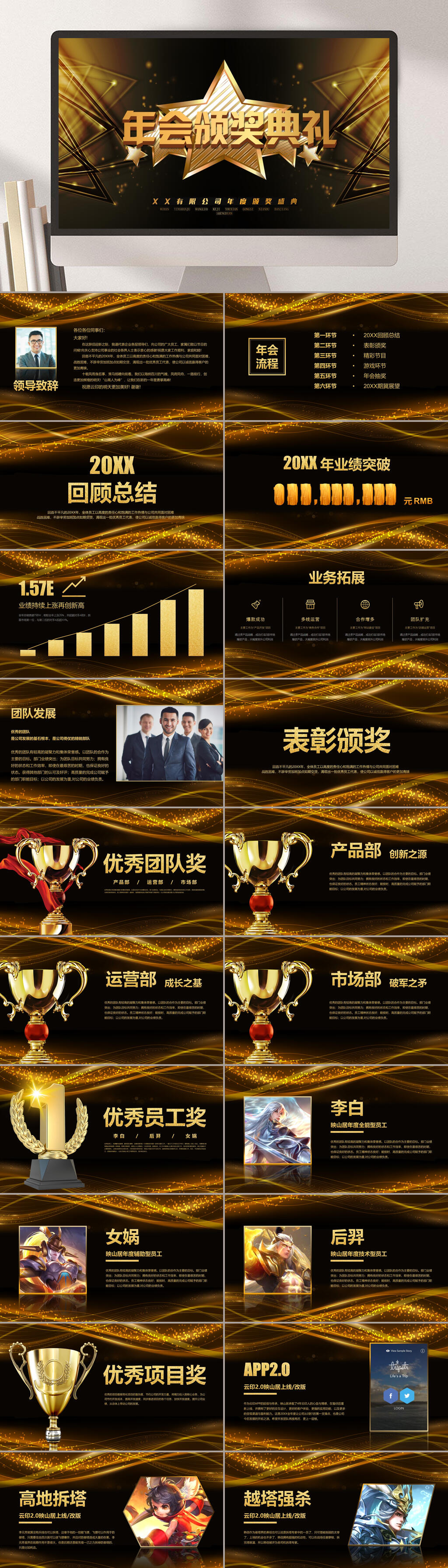 年会庆典颁奖典礼年度总结通用PPT素材