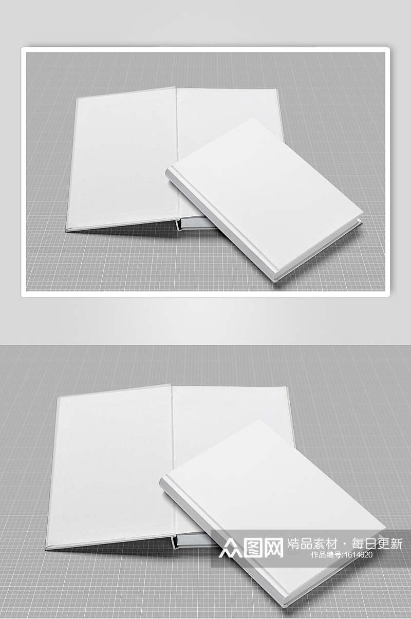 叠放白色书本画册样机贴图效果图素材