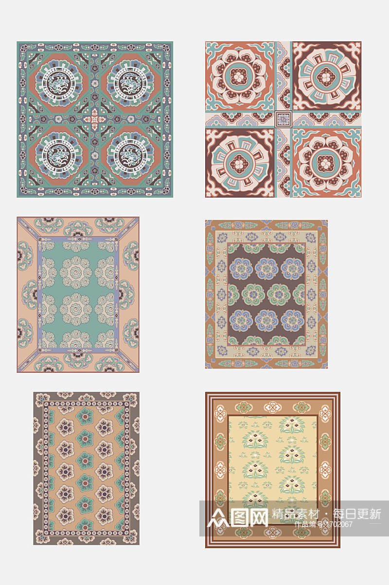 古典花纹图案地毯花纹设计元素素材