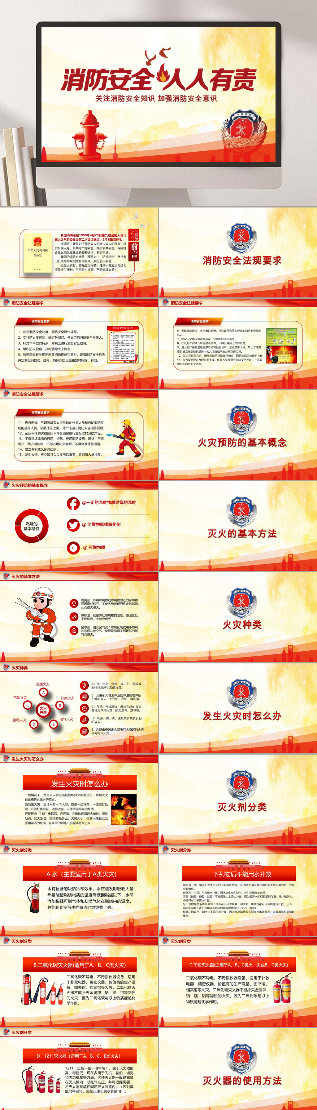 人人有责消防安全培训PPT模板素材