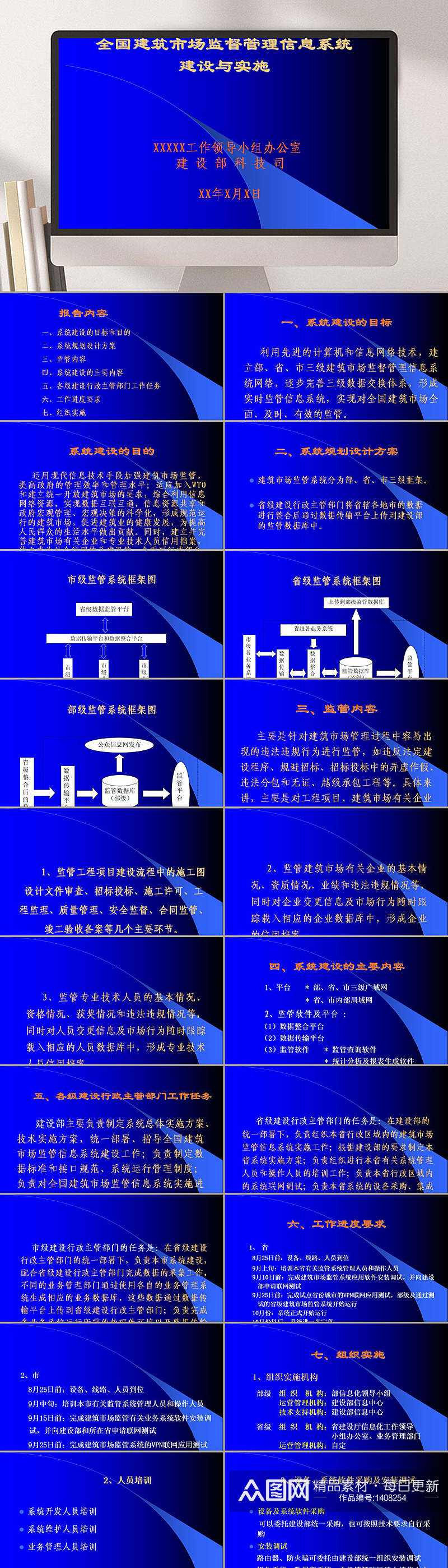 全国建筑市场监督管理信息系统建设与实施PPT模板素材