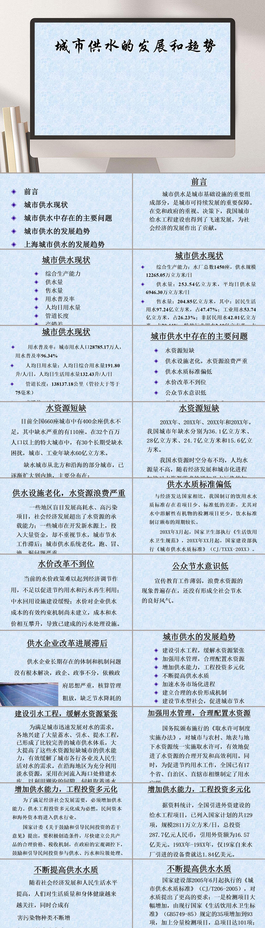 城市供水的发展和趋势PPT模板素材
