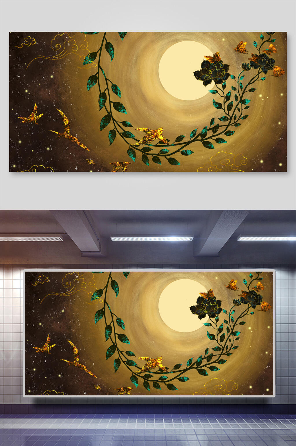 高级国风中式插画背景素材素材