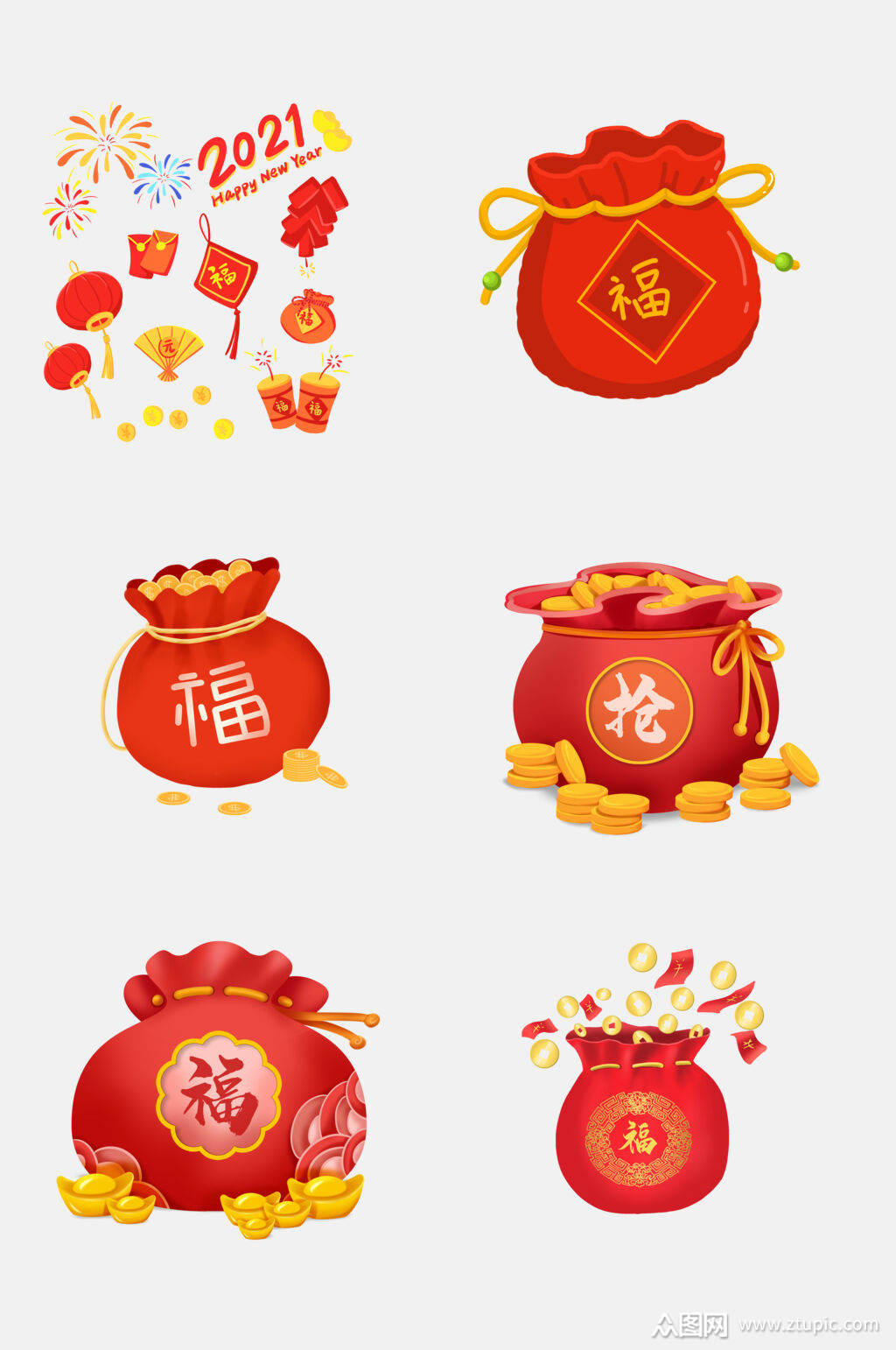 红色福包设计元素素材