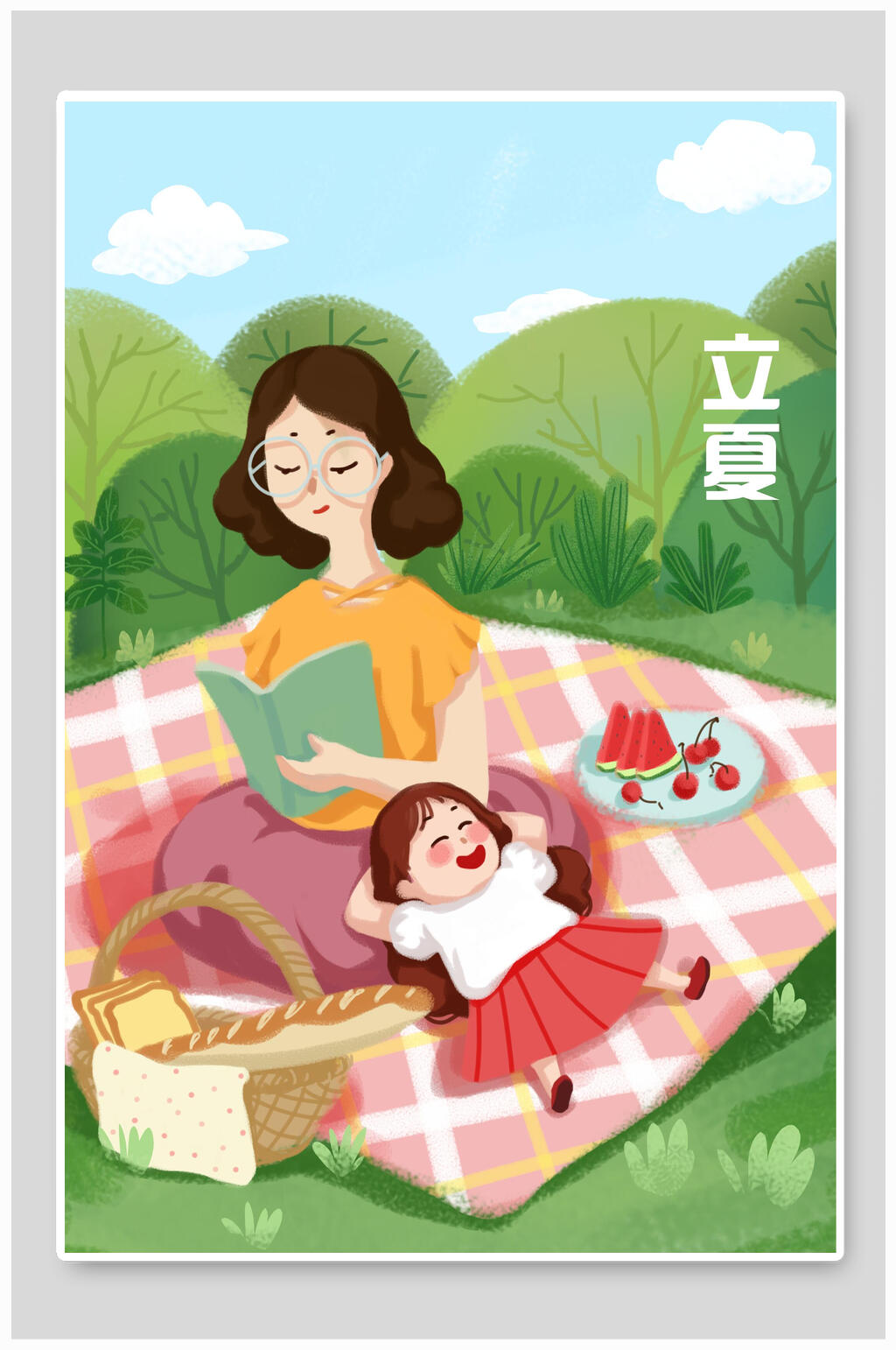 立夏插画海报设计素材素材