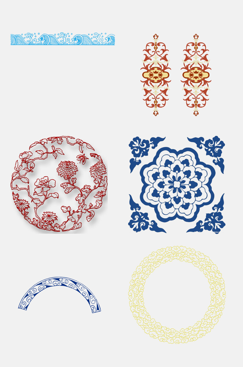 古典花纹透明绣花云纹变化设计元素素材