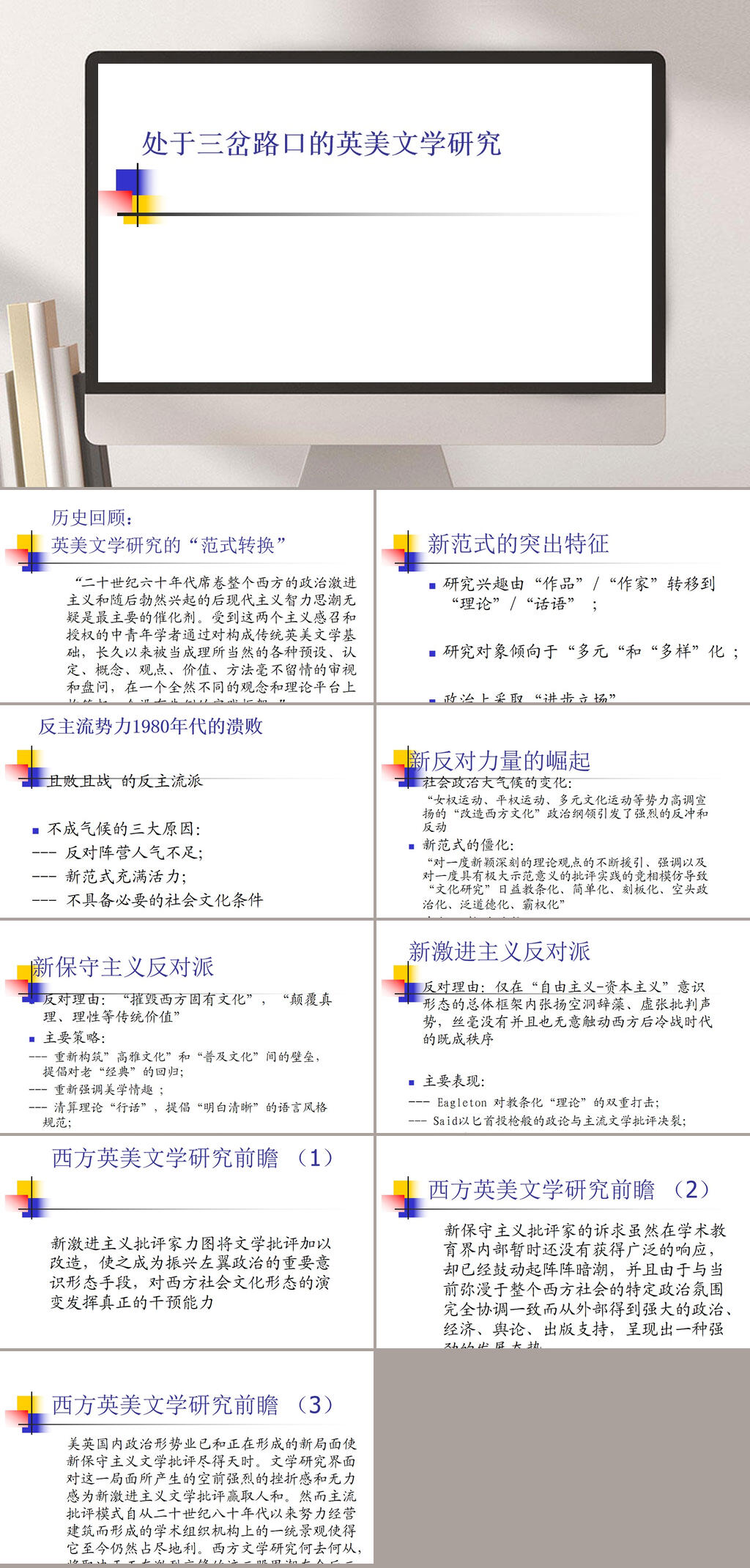 处于三岔路口的英美文学研究PPT模板素材