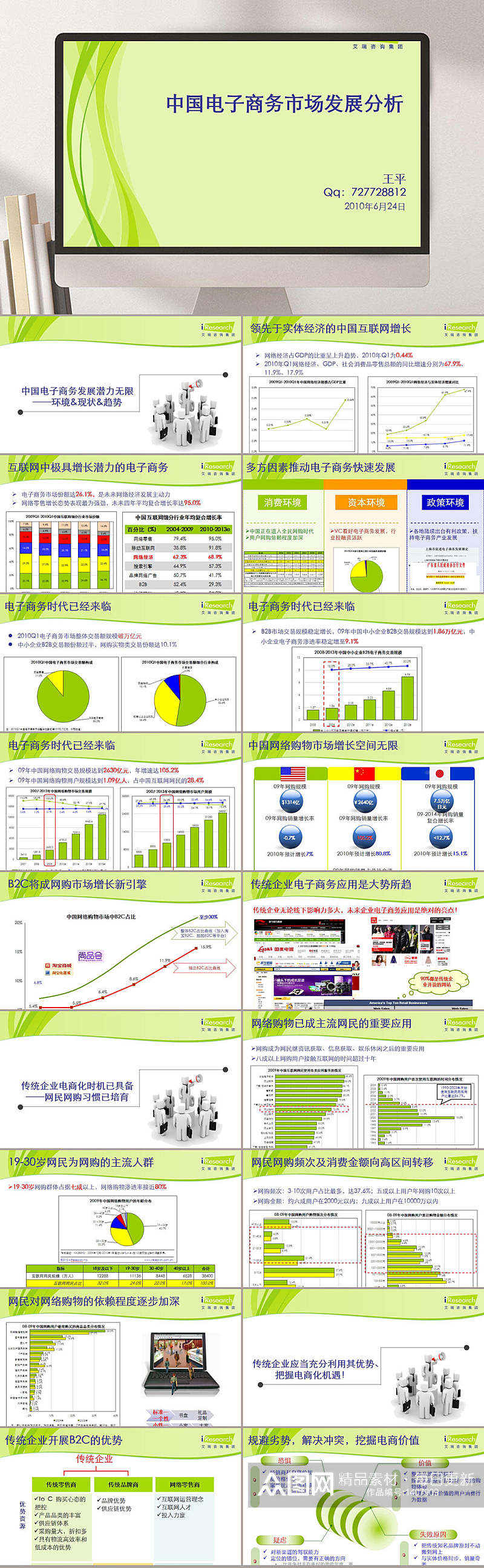 中国电子商务市场发展分析PPT模板素材