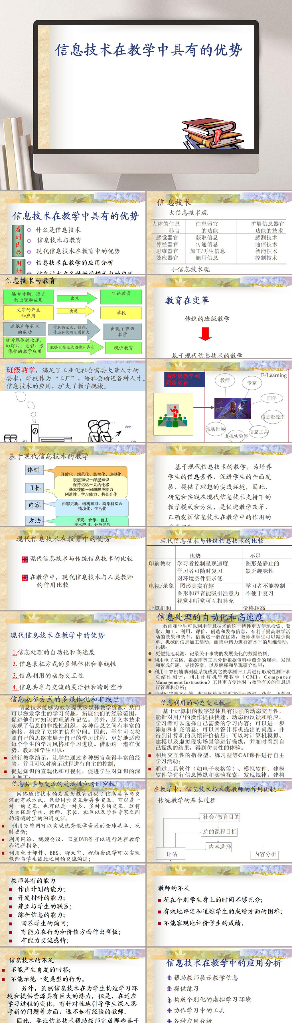 信息技术在教学中具有的优势PPT模板素材