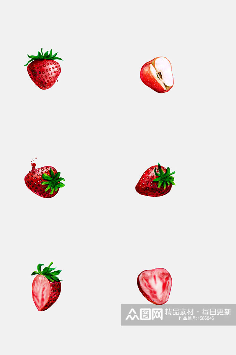 新鲜草莓果蔬元素素材