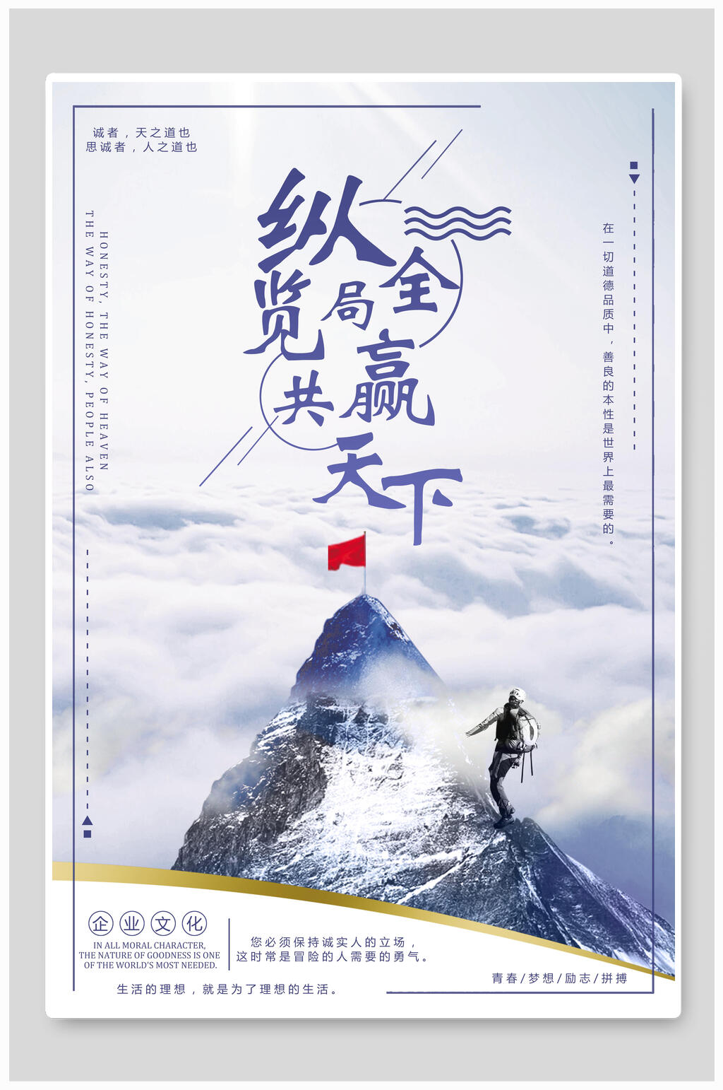 纵览全局赢天下格局企业文化海报素材