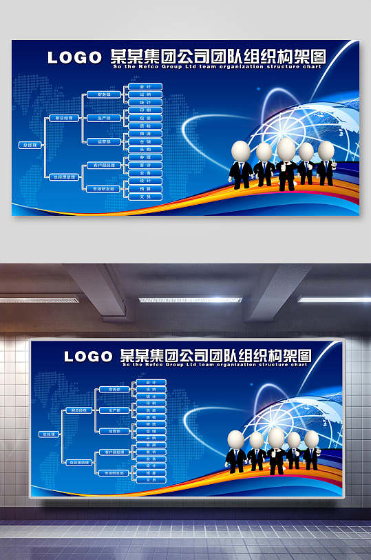 企业团队组织构架图海报设计