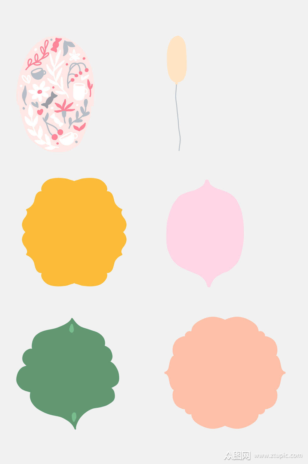 彩色欧式边框可爱卡通免抠元素素材