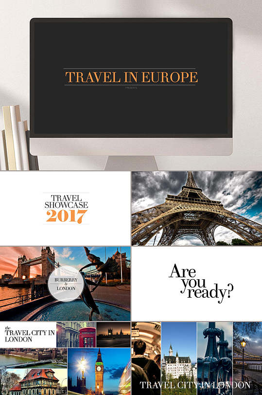 欧洲旅游游记摄影相册PPT模板