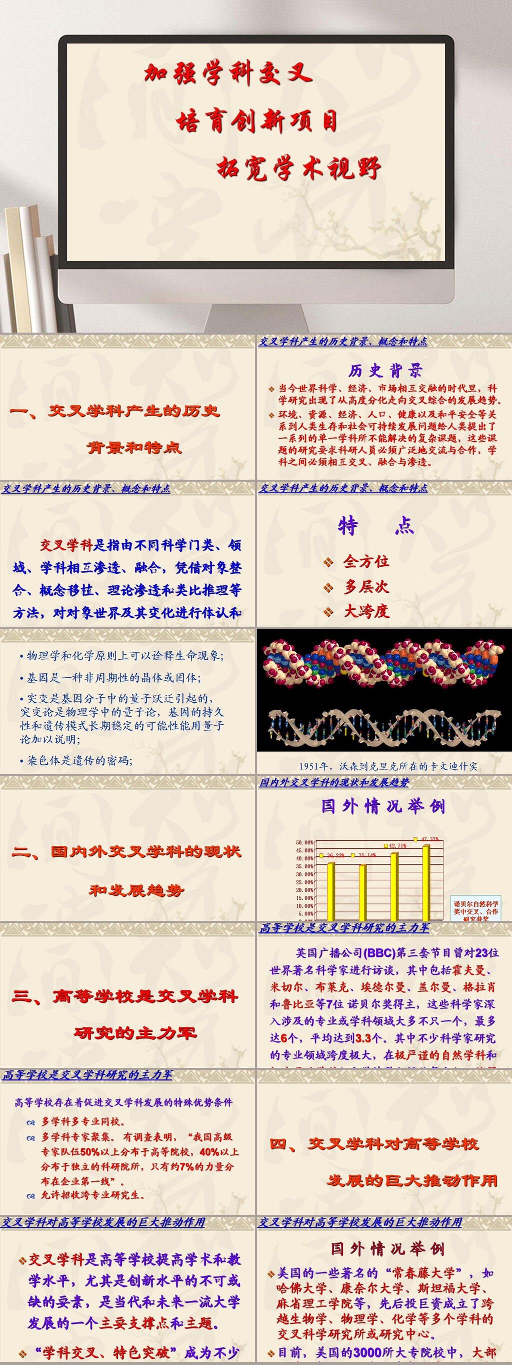交叉学科对高等学校发展的作用PPT模板素材