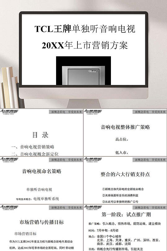 TCL王牌单独听音响电视上市营销方案PPT模板