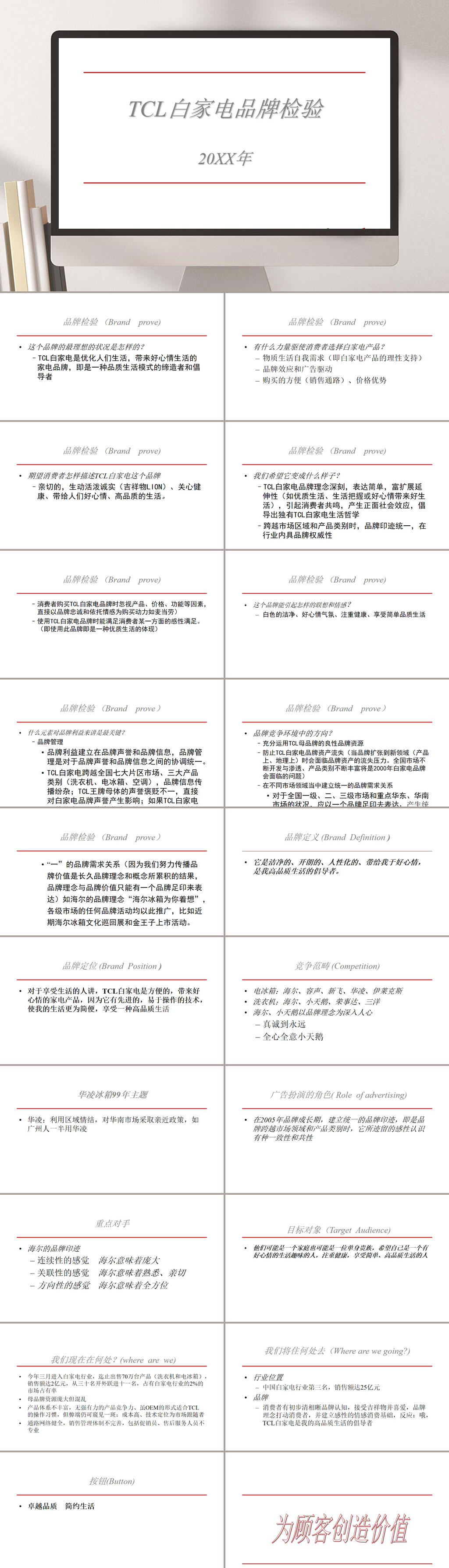 TCL白家电品牌检验PPT模板素材