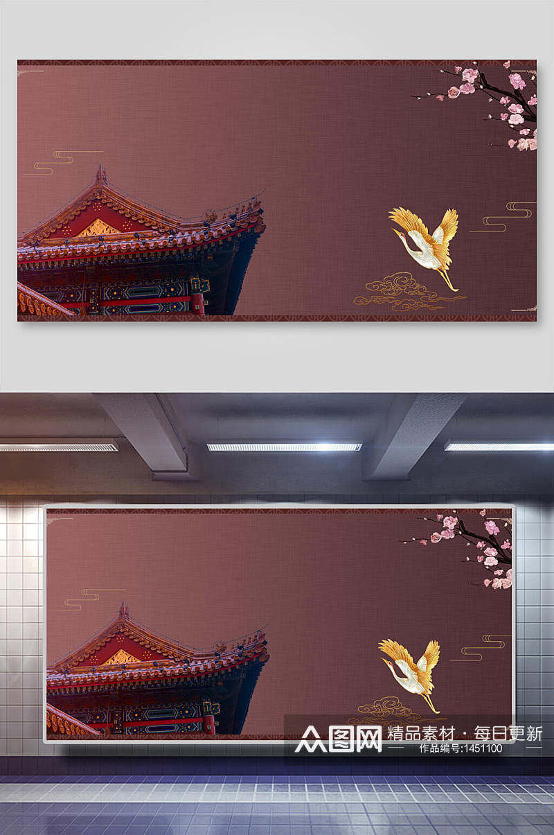 中国风宫殿中式海报背景素材素材