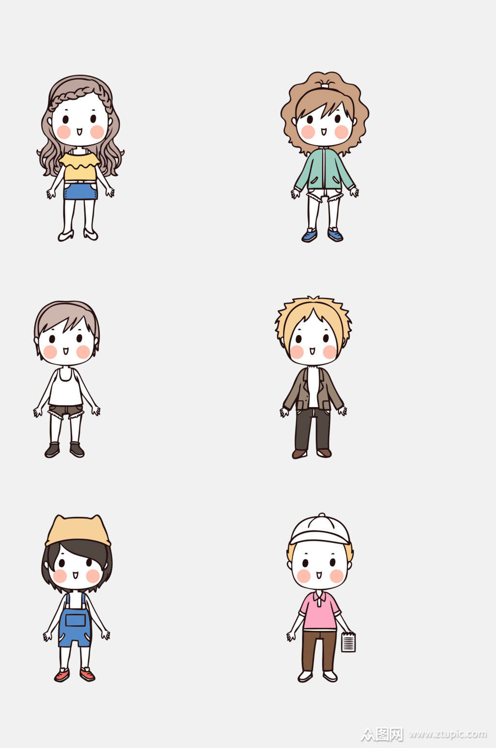 免抠元素日韩卡通人物元素素材