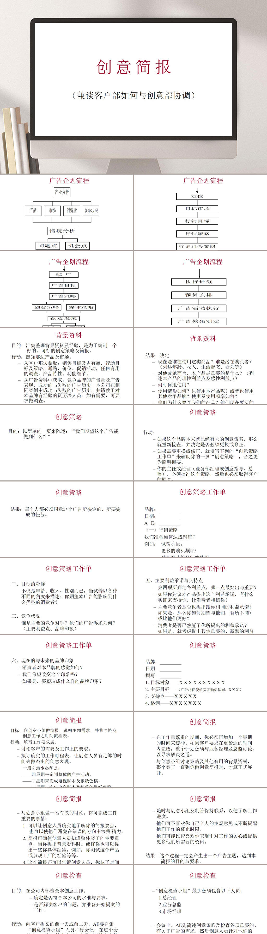 创意简报兼谈客户部如何与创意部协调PPT模板素材
