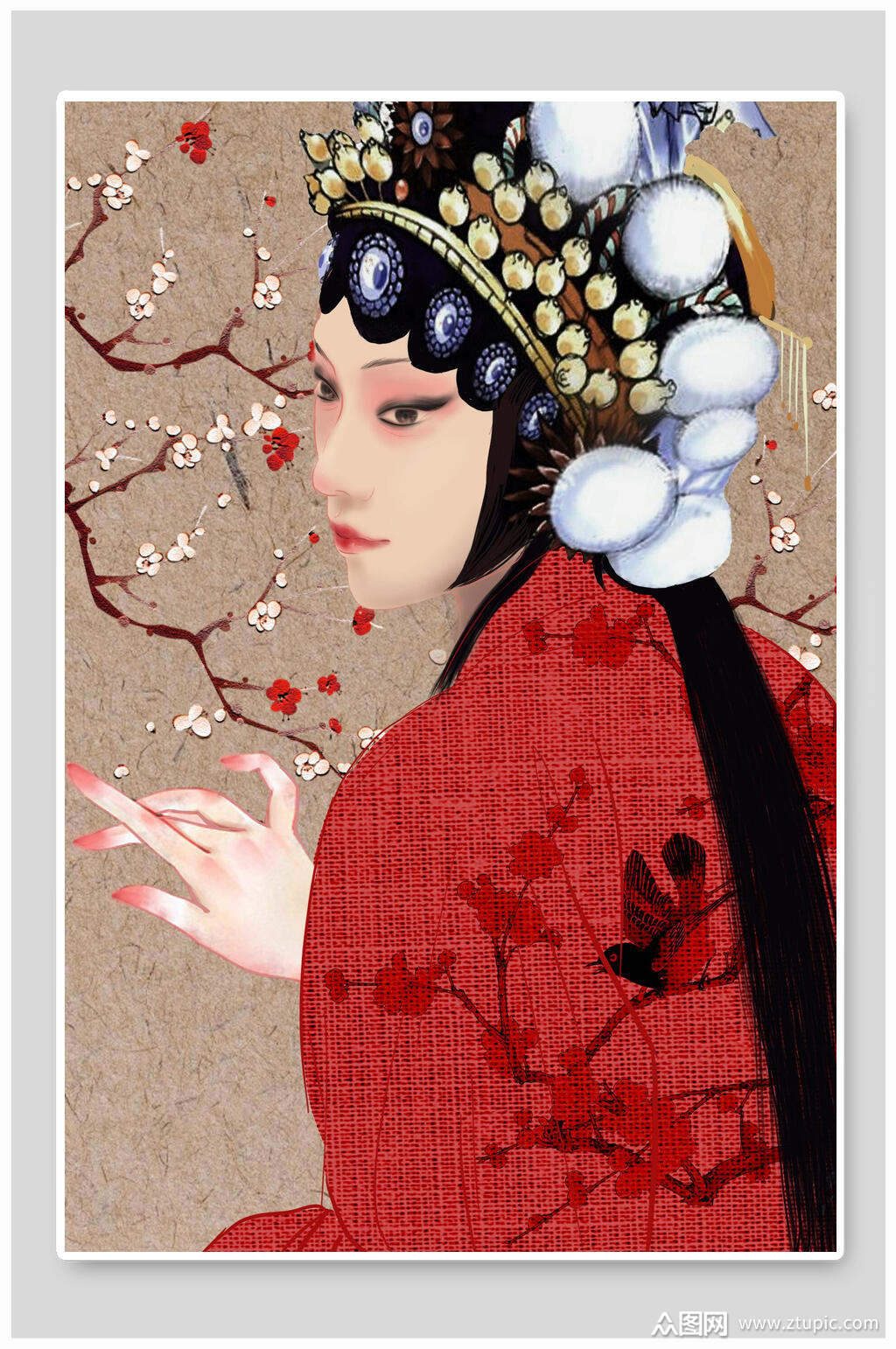 京剧古风人物戏曲插画背景